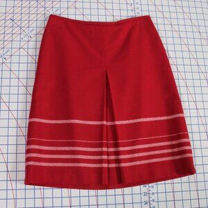 LOFT Red Wool Blend Pleated Striped Skirt, Size 2